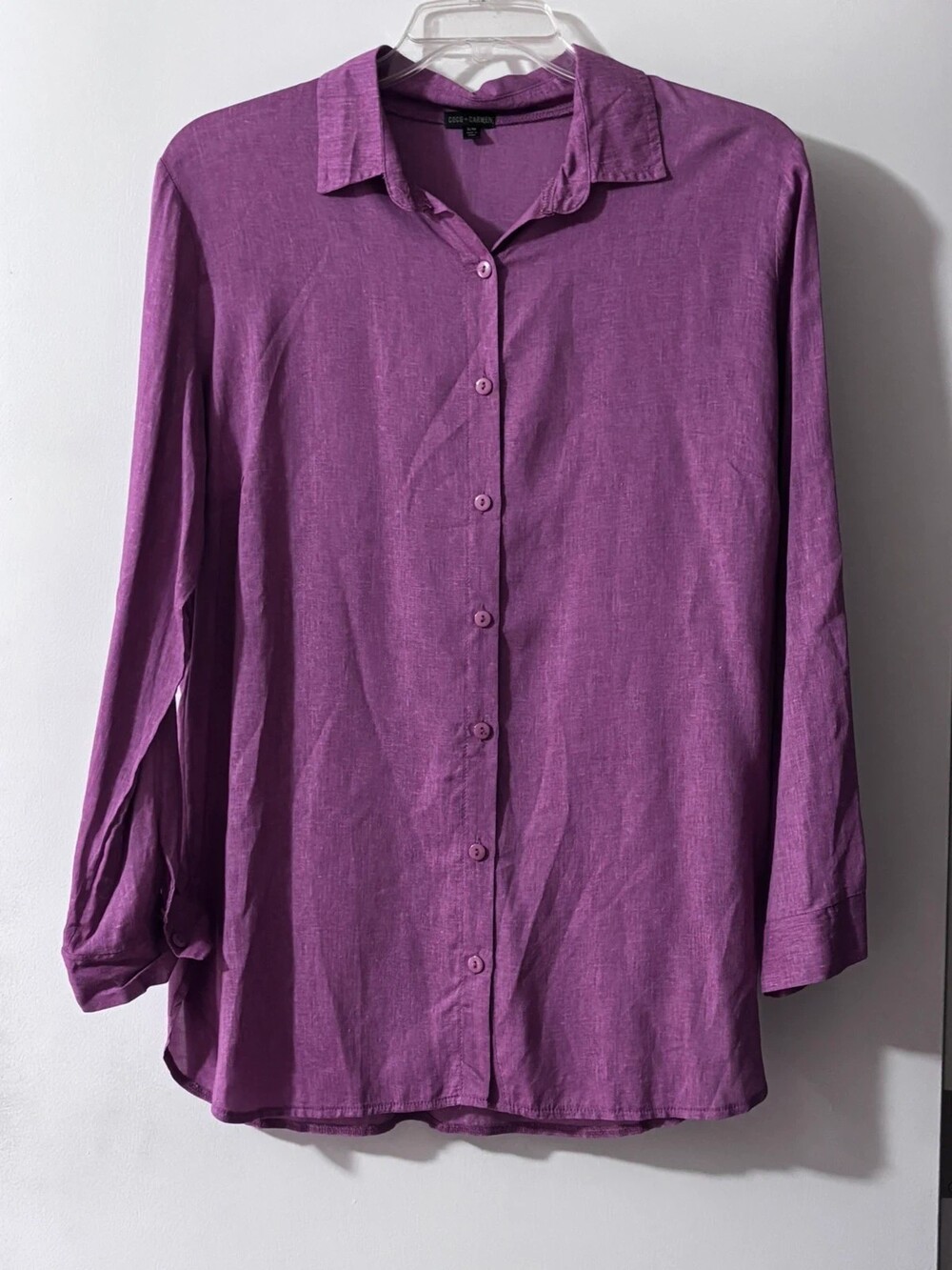 Coco + Carmen Plum Purple Button-Down Long Sleeve Shirt